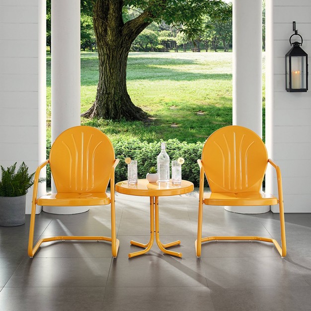 Griffith 3pc Outdoor Conversation Set Tangerine Crosley