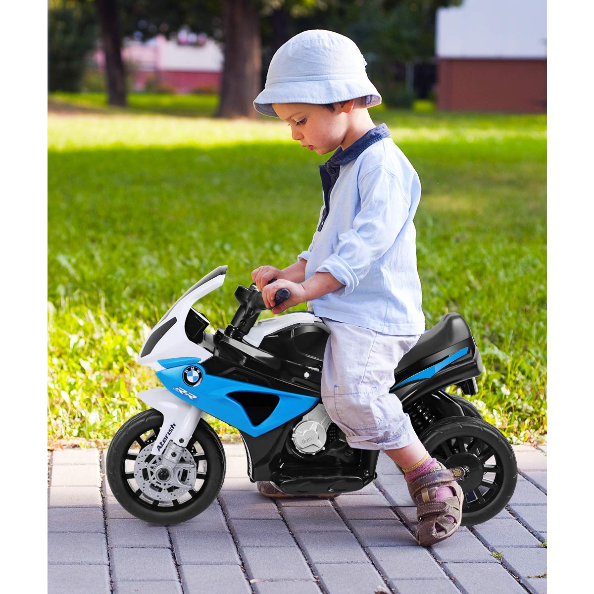 Costzon Kids Ride on Motorcycle, Licensed BMW 6V Battery Powered 3 Wheels Motorcycle Toy for Children Boys & Girls