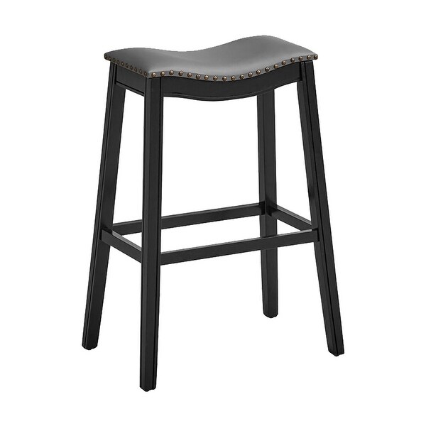 Gymax Set of 2 Saddle Bar Stools Bar Height Kitchen Chairs w/ Rubber - See Details