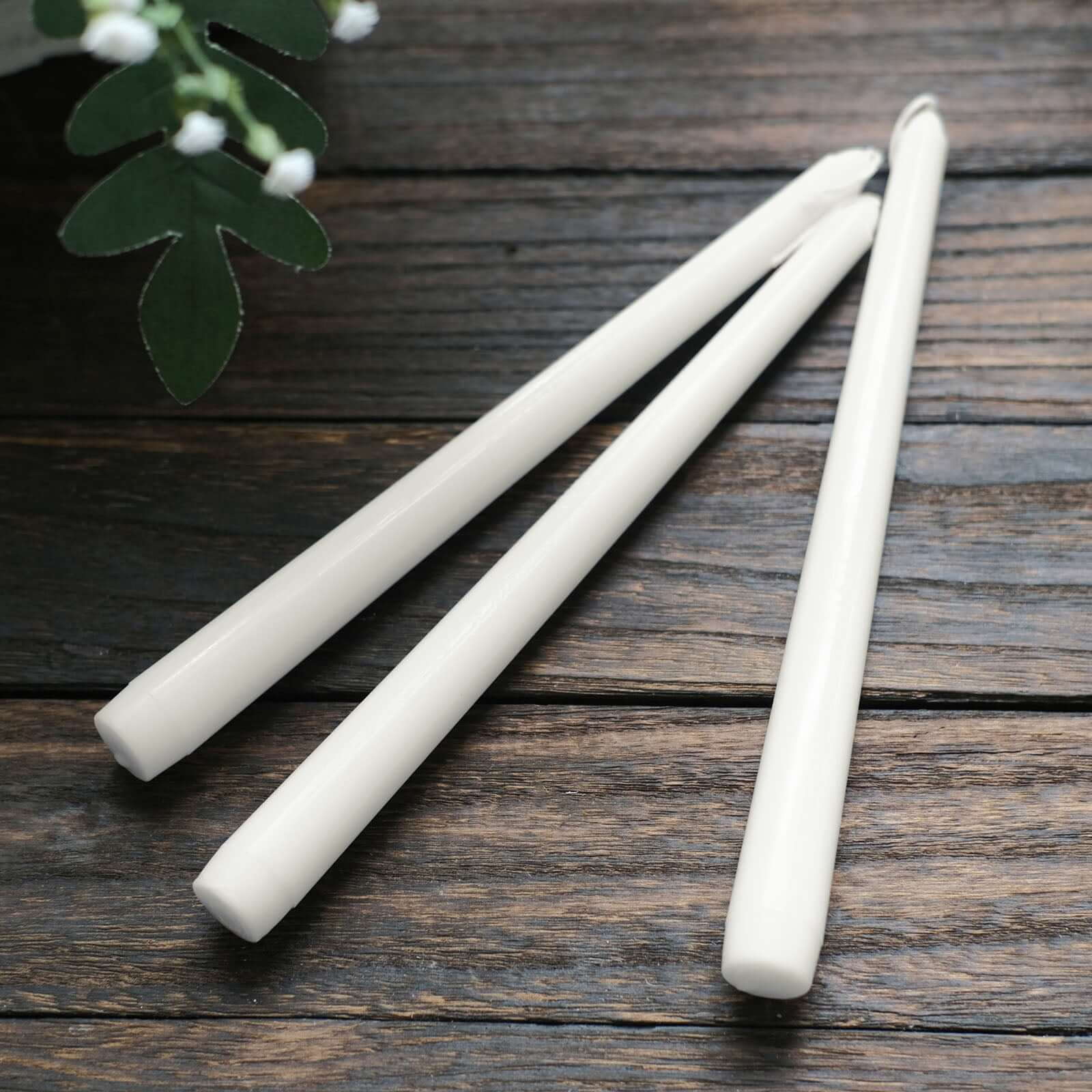 12 Pack White Premium Wax Taper Candles, Unscented Candles 10