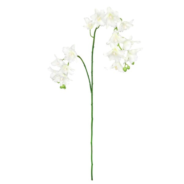 Set of 2 Cream White Artificial Cattleya Orchid Flower Stem Spray 35in