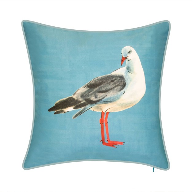 Embroidered Watercolor Seagull Rectangular Indoor outdoor Throw Pillow Edie home