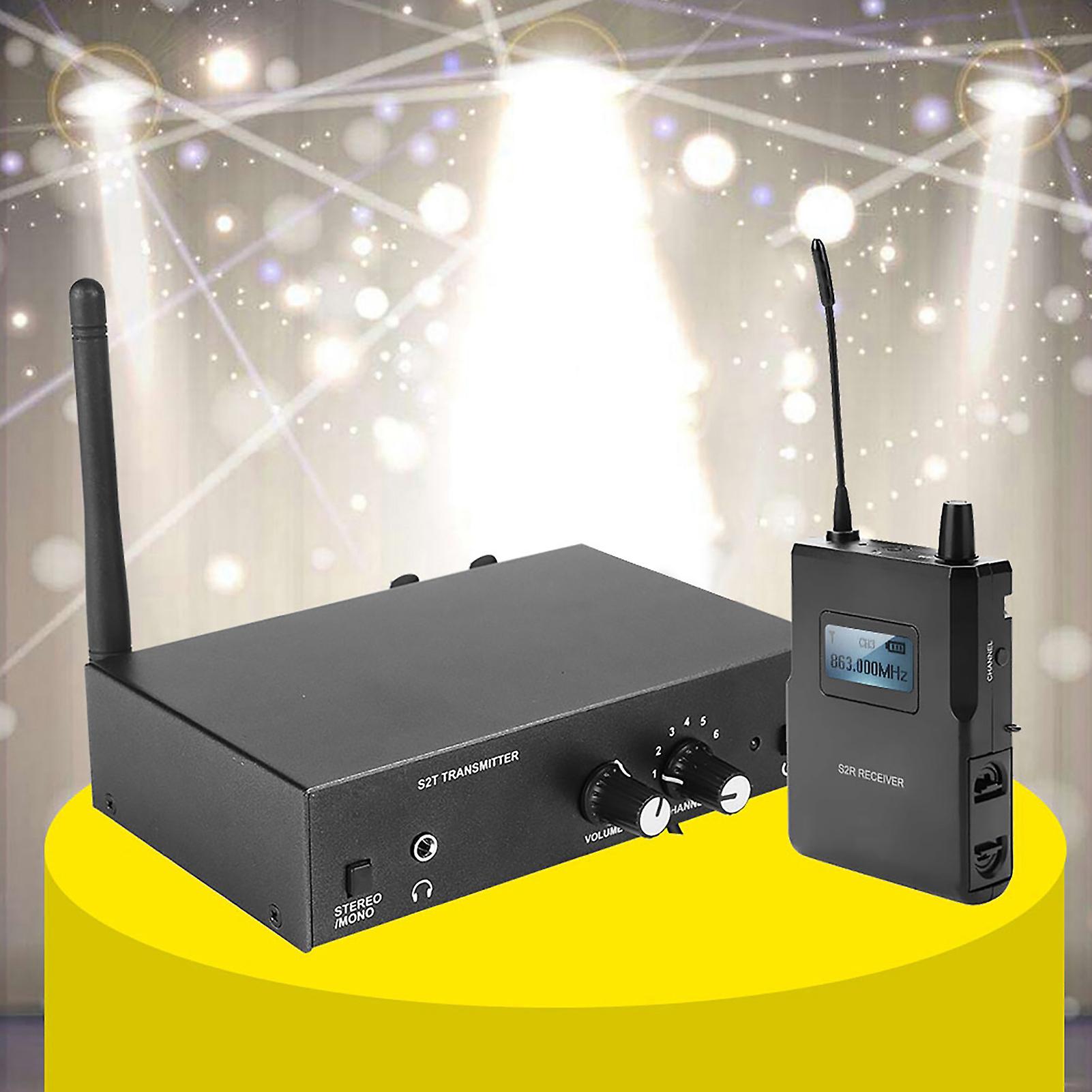 Wireless Monitor System Kit 526-535mhz Transmitter Receiver In Ear Stage Monitoring 100-240v Us