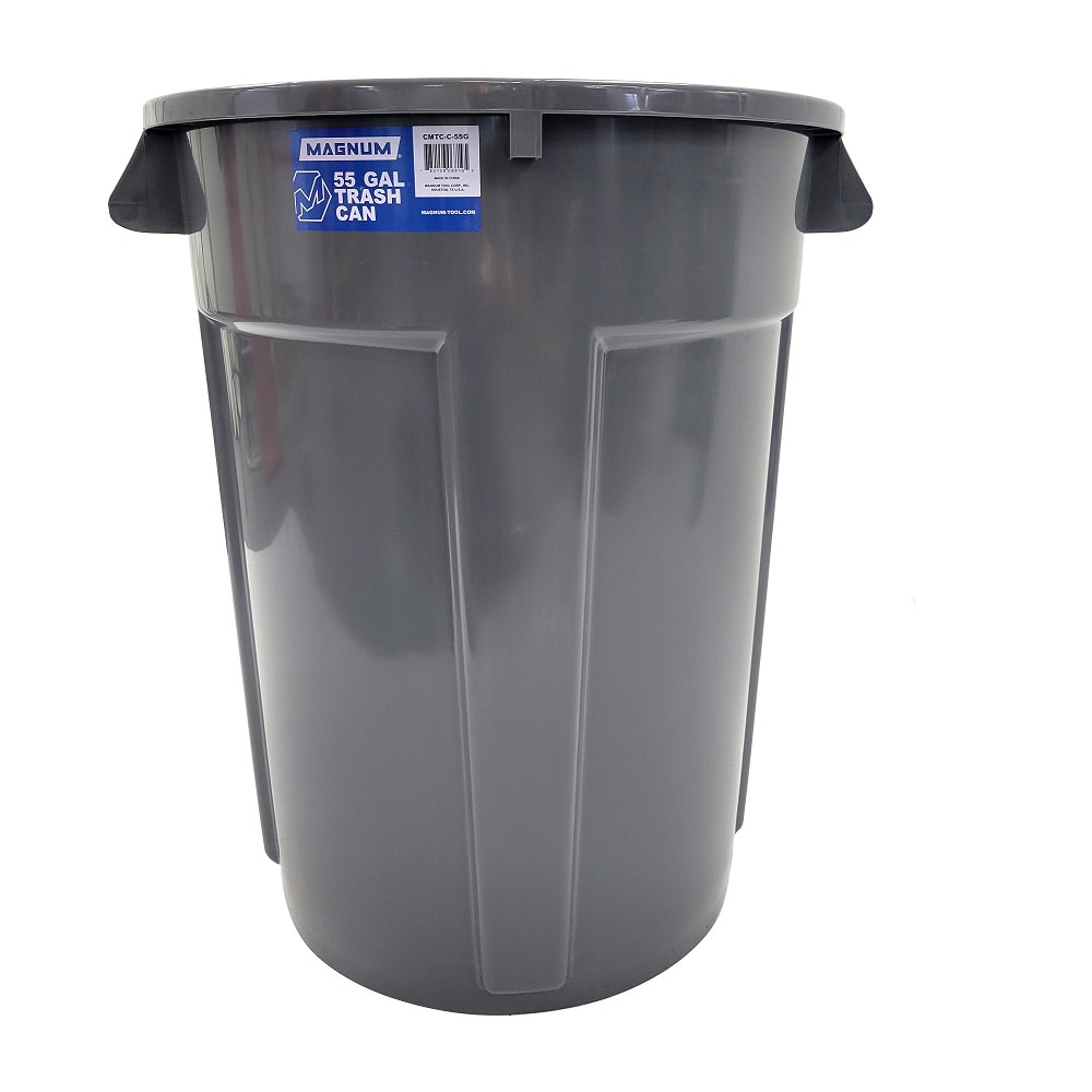 Magnum Tool Pro Series Trash Can 55 Gallon Plastic Grey