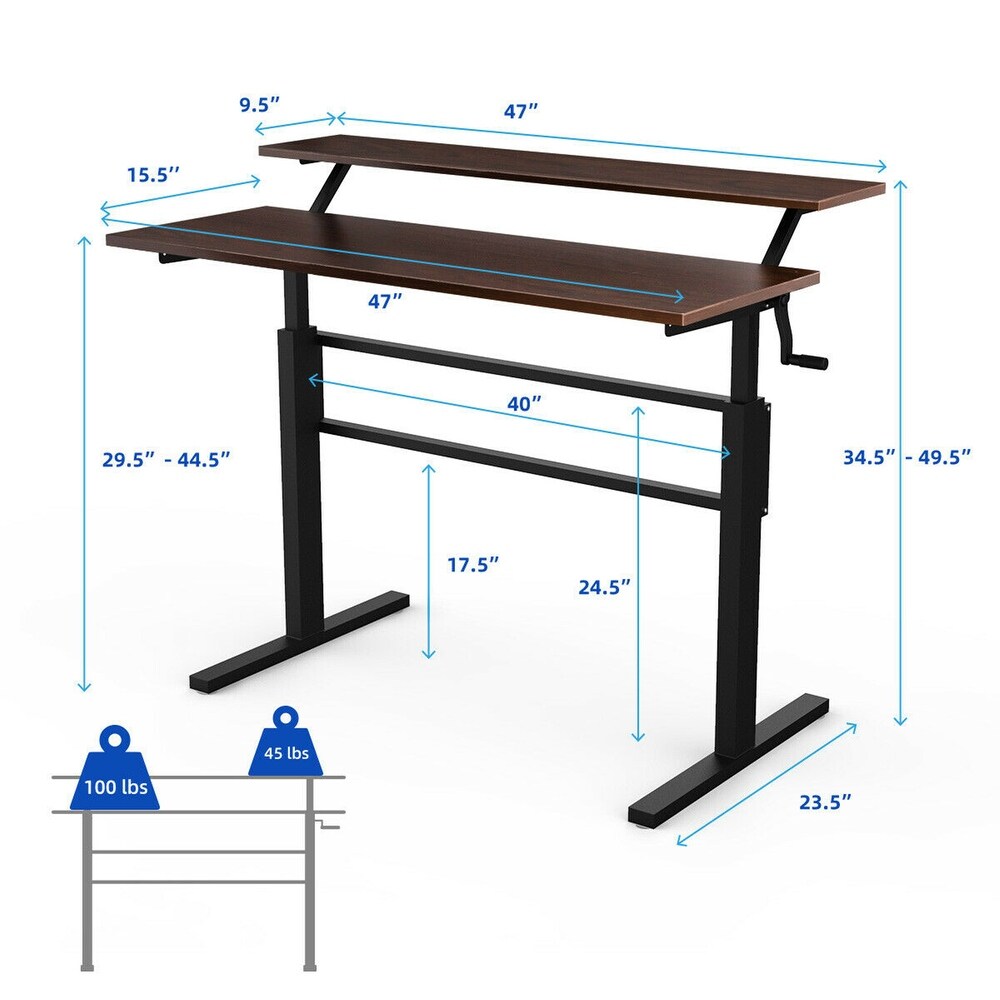 Gymax Standing Desk Crank Adjustable Sit to Stand Workstation with