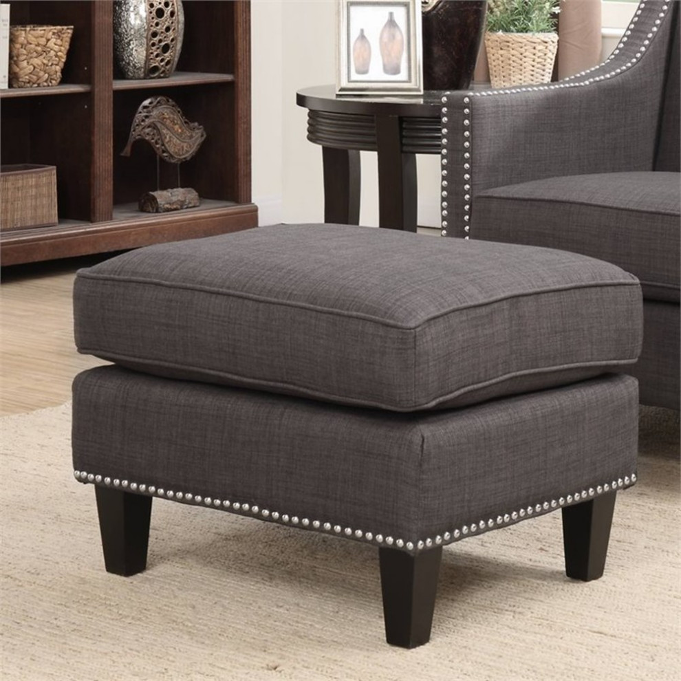 Bowery Hill Ottoman in Charcoal Gray   Transitional   Footstools And Ottomans   by Homesquare  Houzz