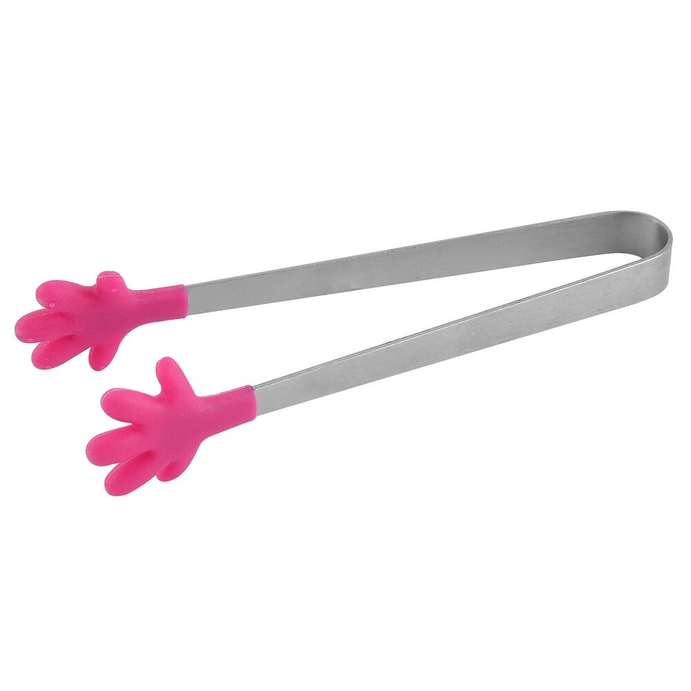 Metal Hand Shaped Cake Bread Biscuit Food Clip Clamp Tongs Fuchsia   5\