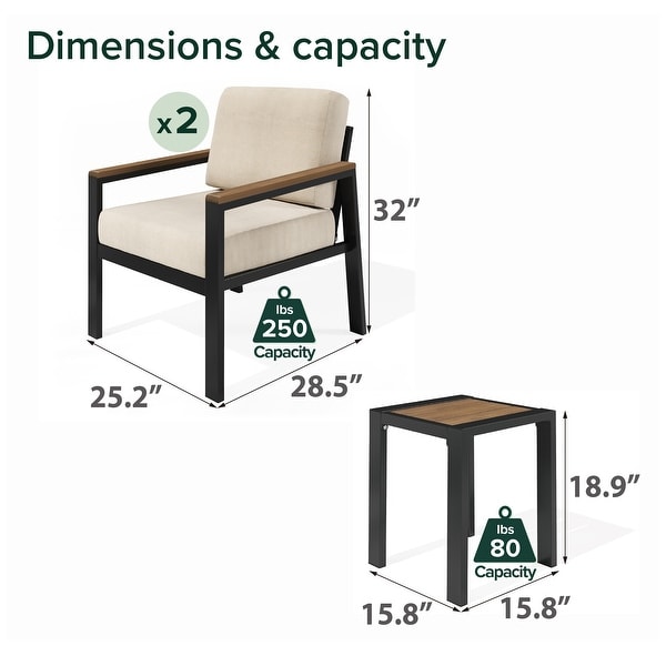 Priage by ZINUS Aluminum and Poly Lumber Outdoor 3 Piece Chat Set