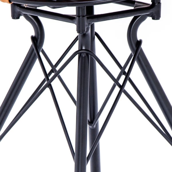 Industrial Metal Faux Leather and Wood 24-Inch Barstool Set of 2