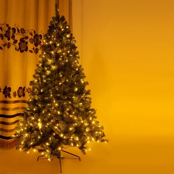 7.5ft Prelit Tree Artificial Hinged Xmas Tree Led Lights