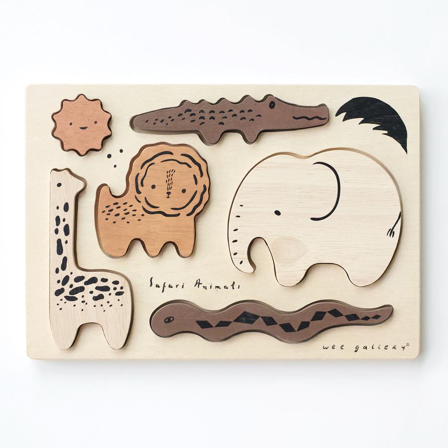 Wooden Tray Puzzle - Safari Animals by Wee Gallery