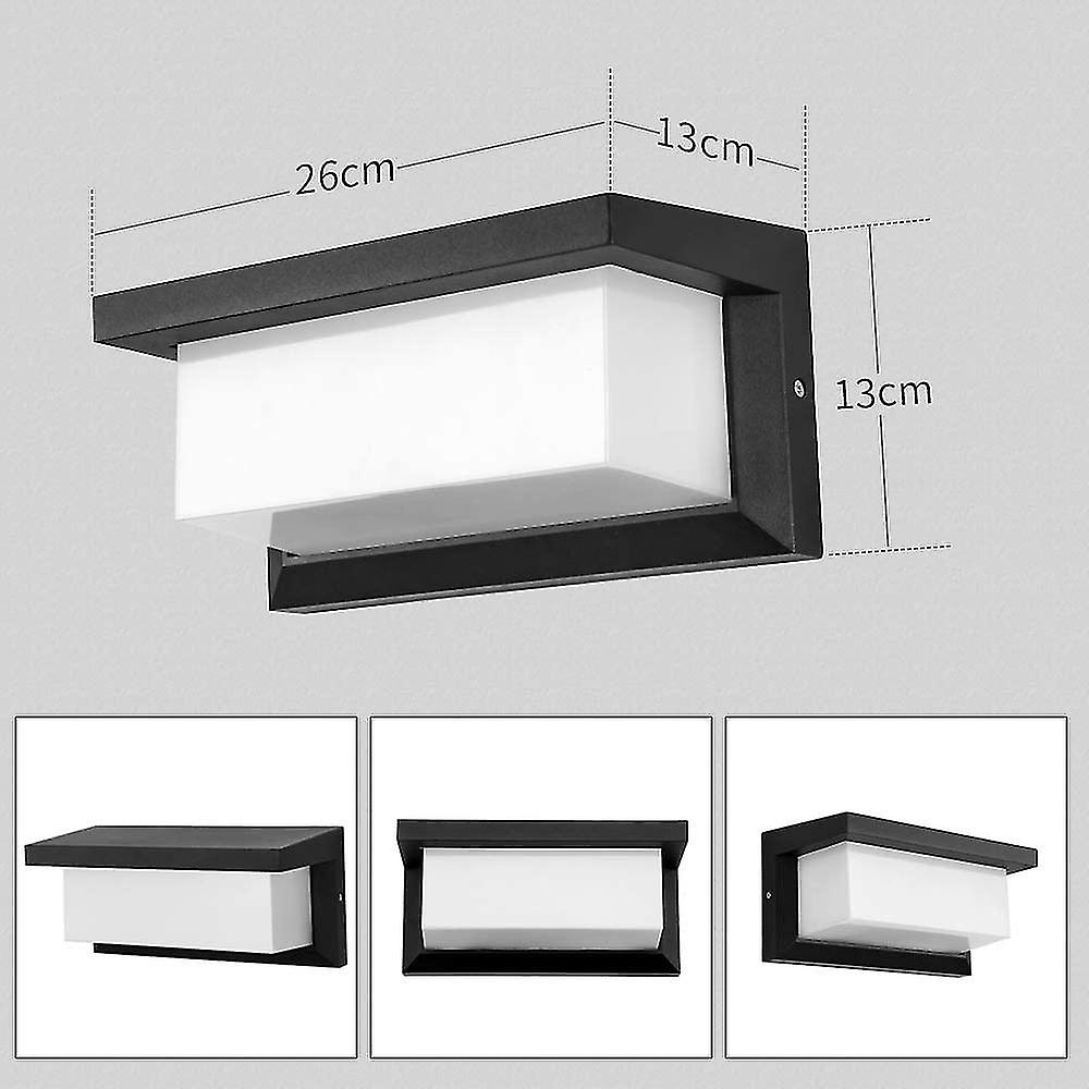 12w Outdoor Led Wall Light Waterproof Ip66 Anthracite Square Wall Light Metal Bulkhead Wall Sconce Light Outside Warm White Led Wall Lamp For Balcony