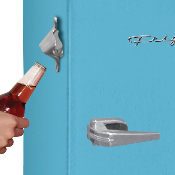 3.2 Cu Ft Retro Mini Fridge With Side Bottle Opener， Blue