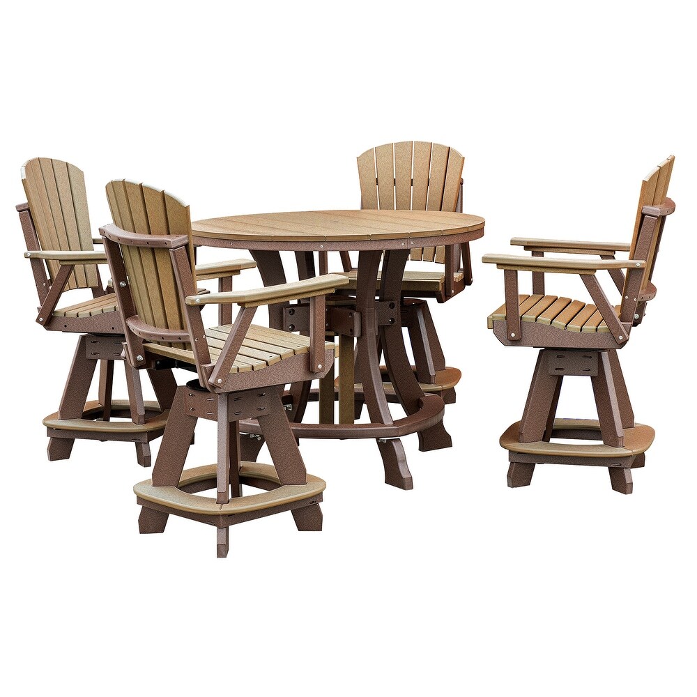 OS Home and Office Five Piece Round Counter Height Dining Set in Cedar on a Tudor Brown Base