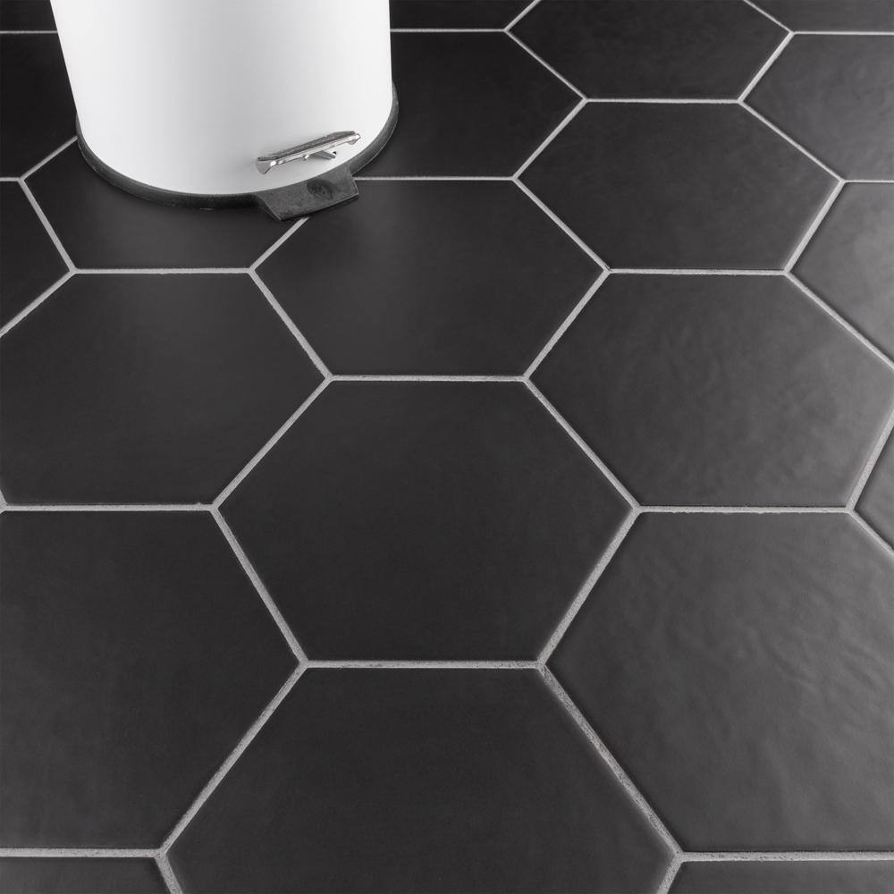 Merola Tile Hexatile Matte Nero 7 in. x 8 in. Porcelain Floor and Wall Tile (7.67 sq. ft.case) FEQ8HMN