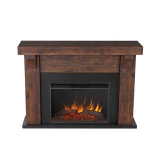 Real Flame Gunnison Grand 64 in. Freestanding Wooden Electric Fireplace in Chestnut Barnwood 8700E-CHBW