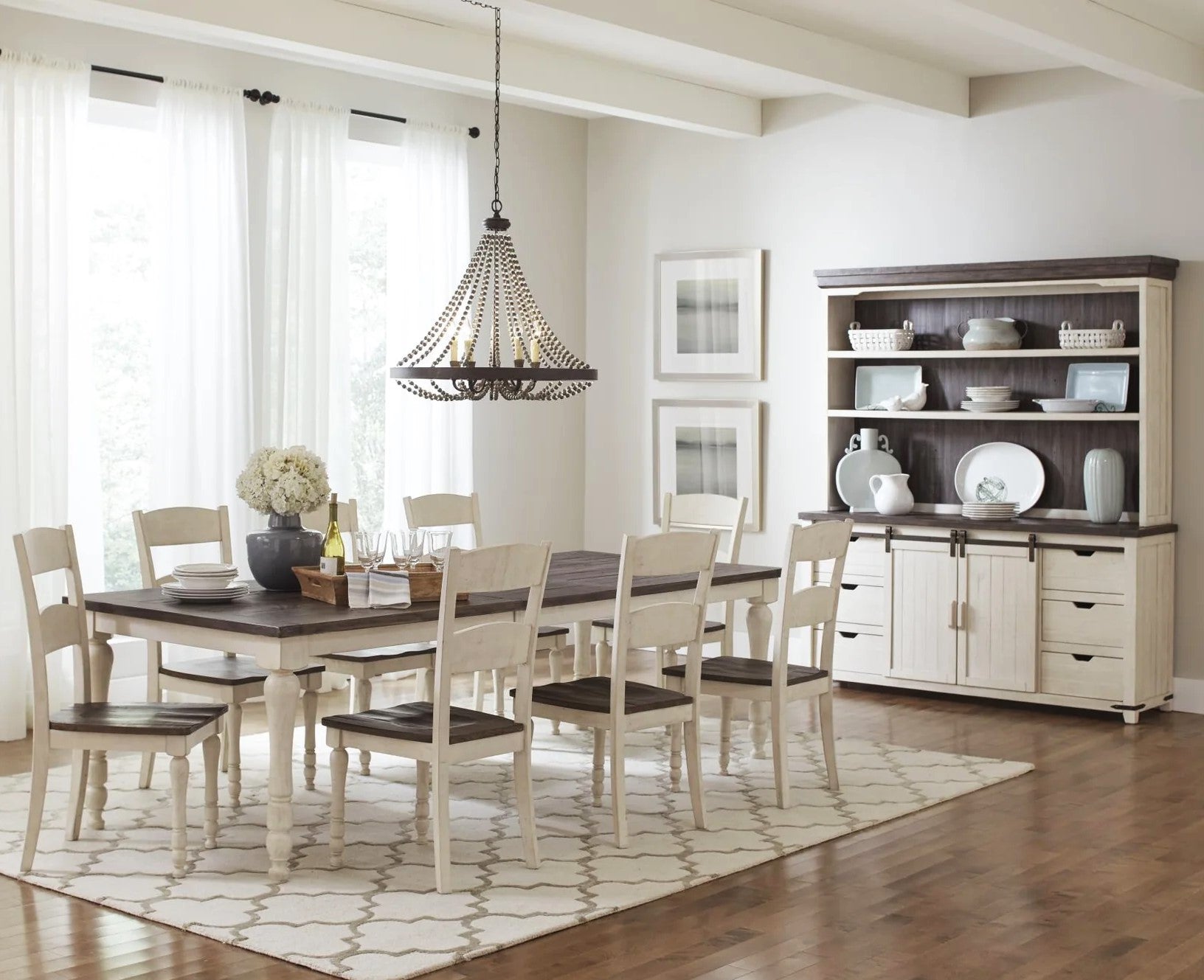 Loft 7-Pc Extendable Dining Set (84-106)in Vintage White