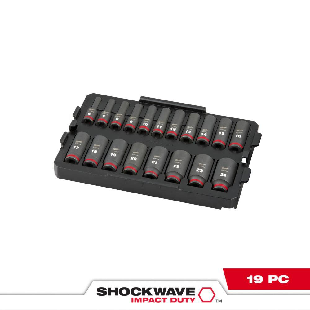 Milwaukee SHOCKWAVE Impact Duty Socket 3/8 Dr 19pc MM Tray Set 49-66-6816 from Milwaukee