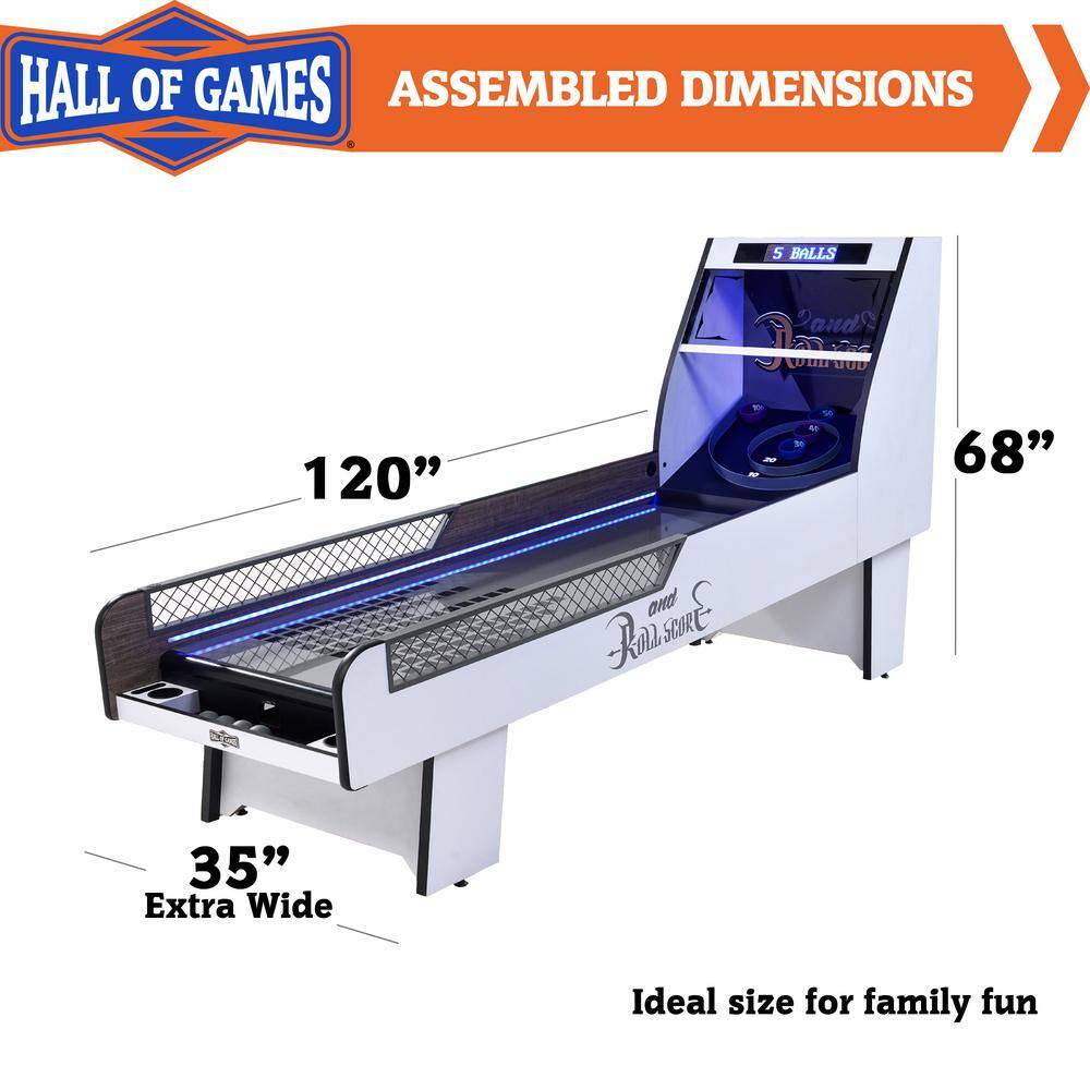 HALL OF GAMES 120 in. Roll and Score Arcade Game with Electronic Scorer and In-Rail LED Lights AC220Y22004