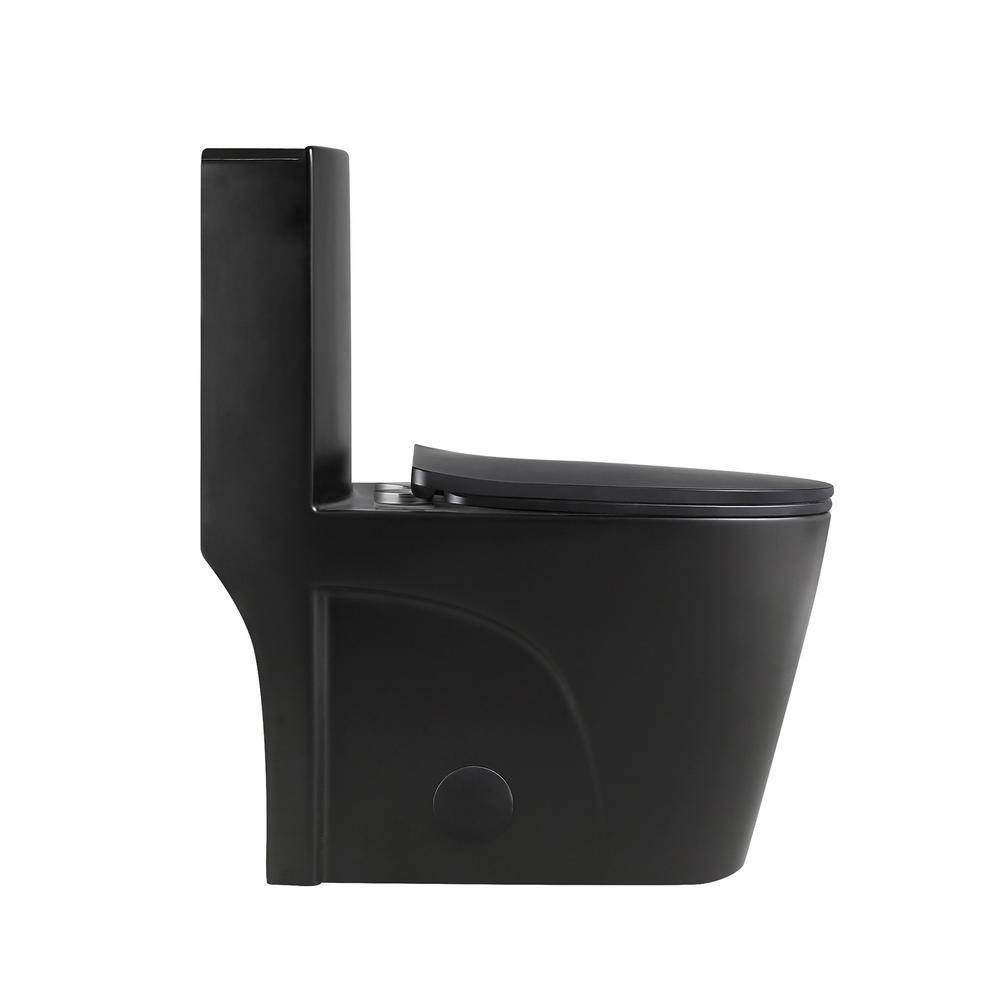 27.2 in. L x 15.6 in. Wx 31.3 in. H 1-Piece 1.6 GPF Dual Flush Elongated Toilet in Black Seat Included 21S0dx901-MB