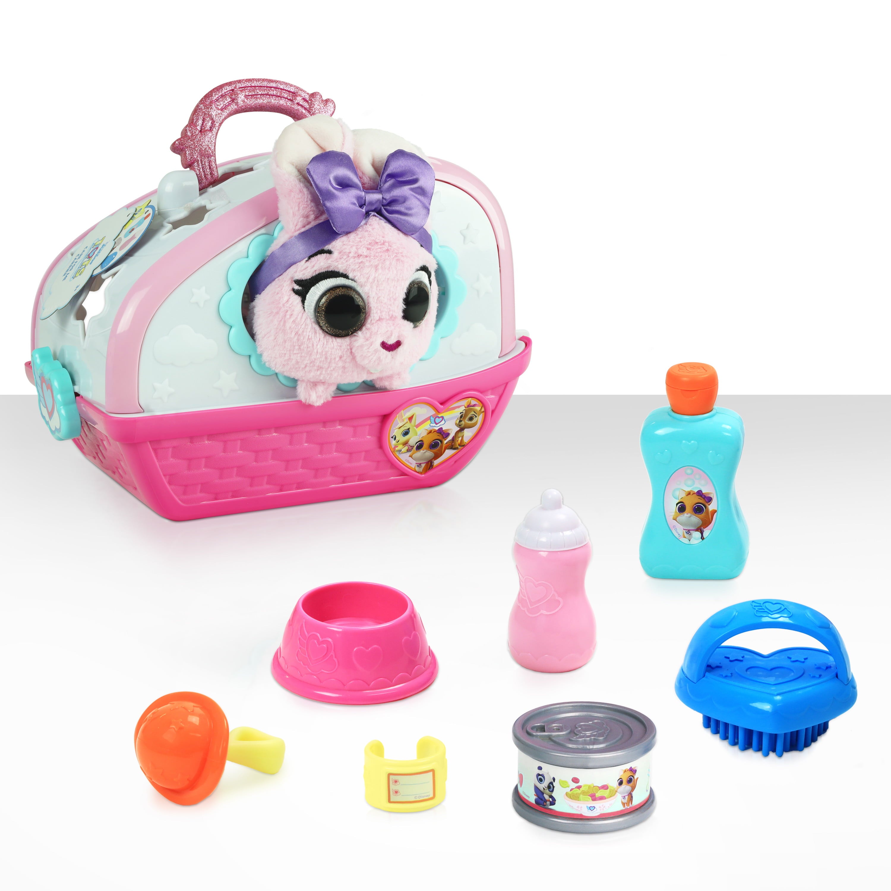 Disney Junior T.O.T.S. Care for Me Pet Carrier Bella the Bunny， 9 pieces， Officially Licensed Kids Toys for Ages 3 Up， Gifts and Presents