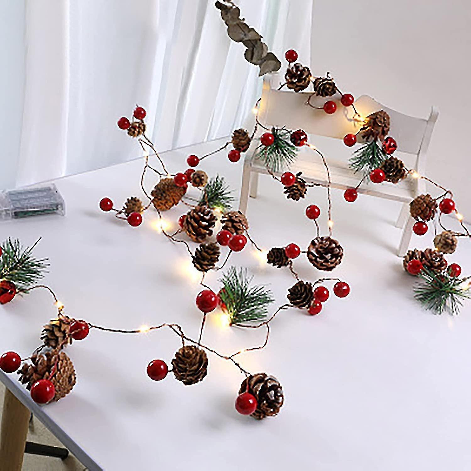 2m Christmas Pine Cone Led String Fairy Lights For Home Copper Tree Garland Xmas