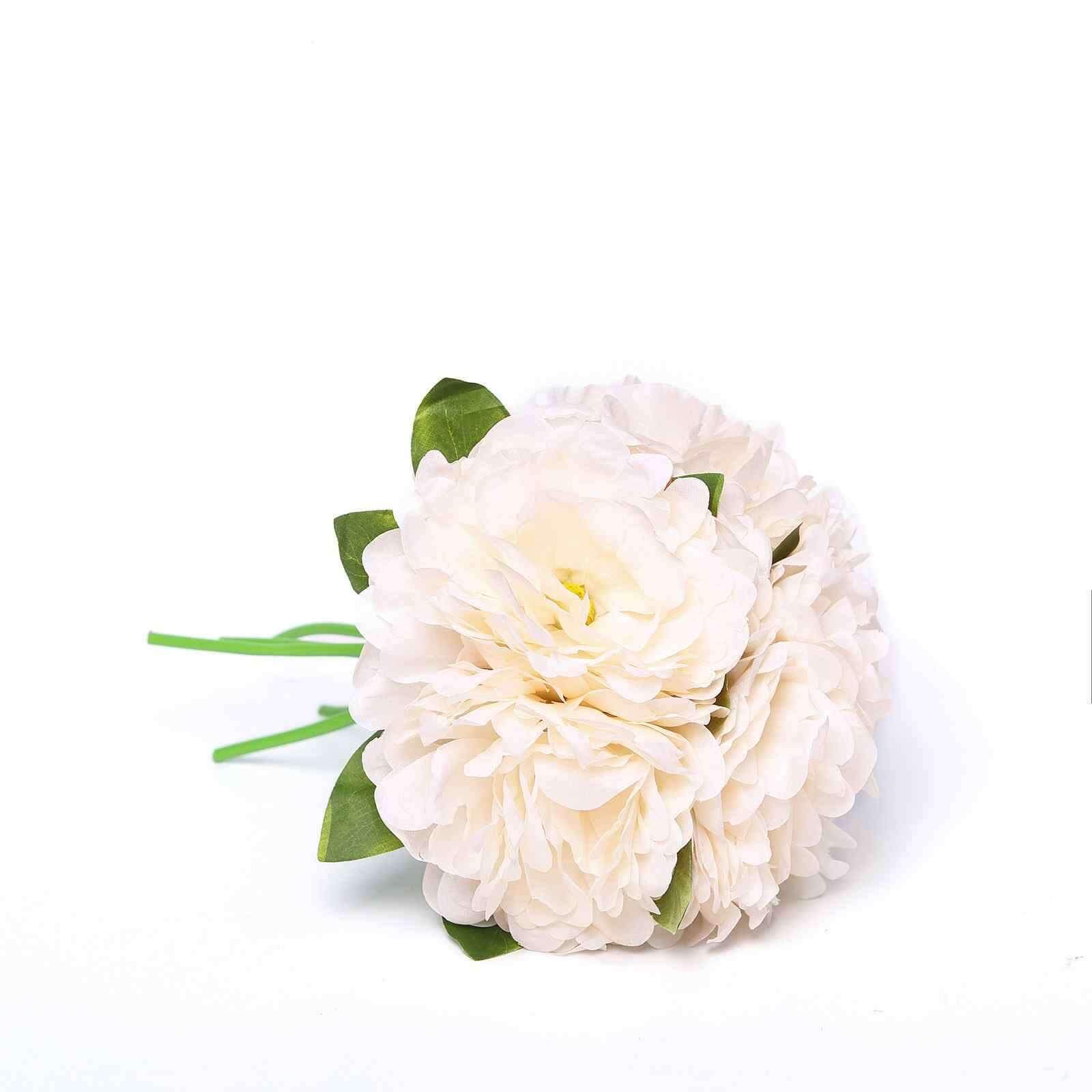 Blush Cream Real Touch Artificial Silk Peonies Flower Bouquet 11