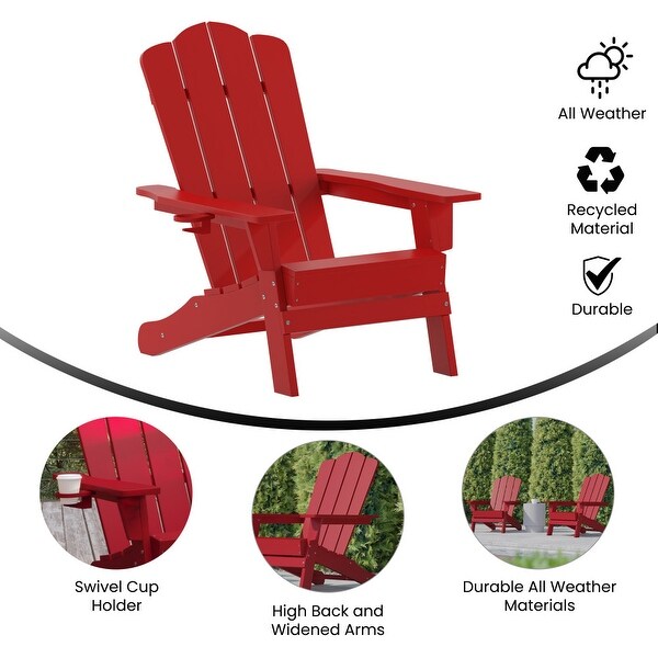 Set of 2 Commercial AllWeather Adirondack Chairs with Cupholders