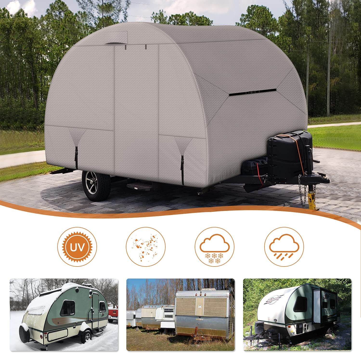 Leader Accessories Travel Trailer Storage Cover R-pod Cover RV Cover， Fits RP-151 (Model 1- Up to 13'7