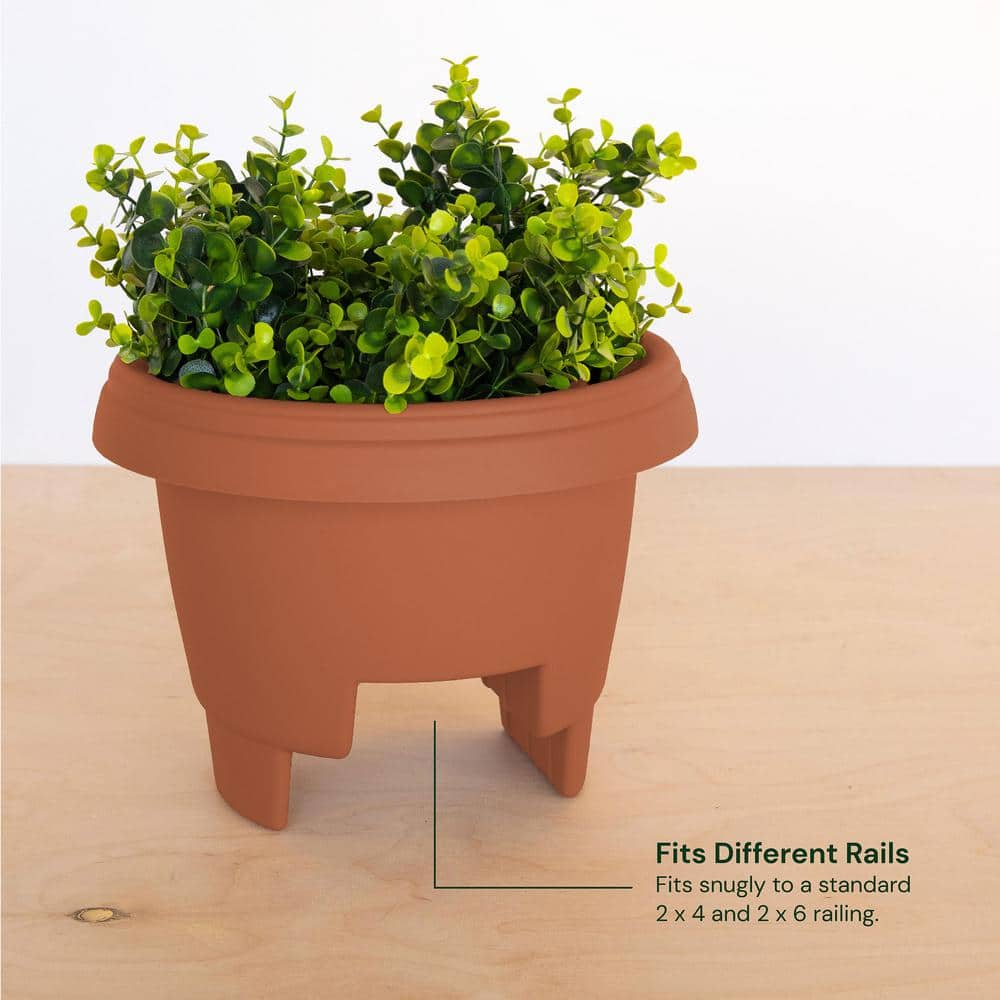 Bloem Deck Rail Planter 24 in. Terra Cotta Plastic Deck Rail Planter 477241-1001