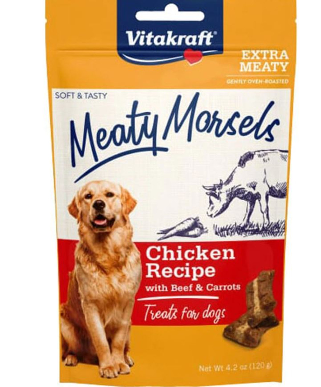 Vitakraft Meaty Morsels Beef/Carrot Dog Treats， 4.2 Oz Bag