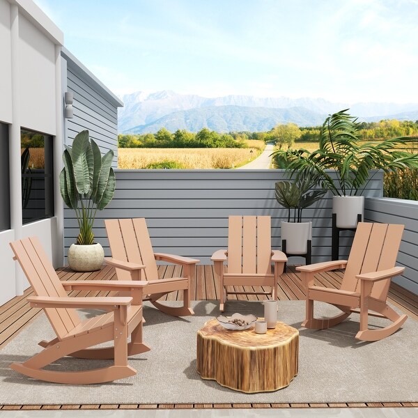 Polytrends Shoreside Modern EcoFriendly All Weather Poly Adirondack Rocking Chairs (Set of 4)