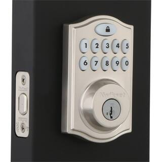 Kwikset Z-Wave SmartCode 914 Satin Nickel Single Cylinder Electronic Deadbolt with Avalon Handleset and Tustin Lever 914ZWAVL15