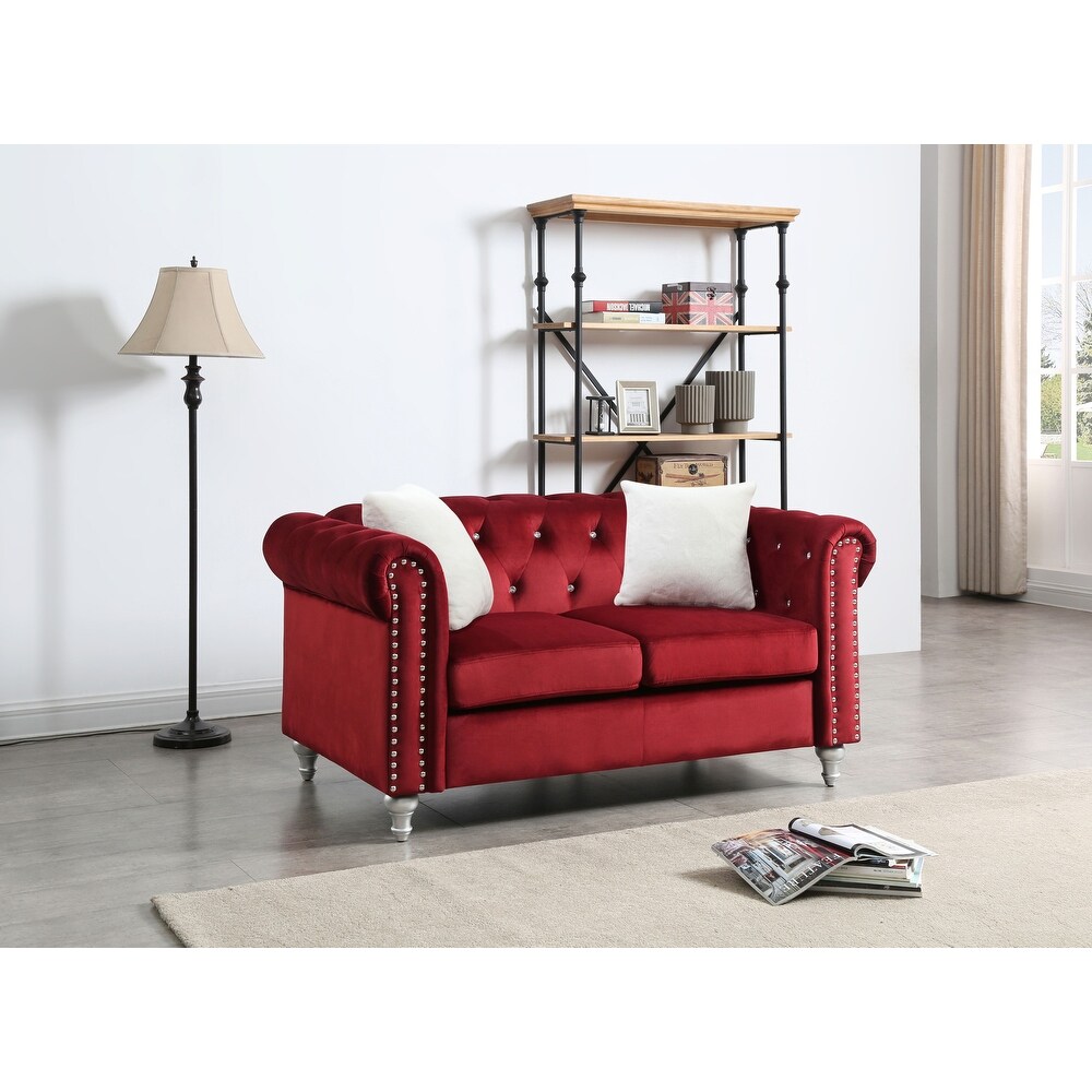Raisa Microsuede Velvet Tufted Loveseat