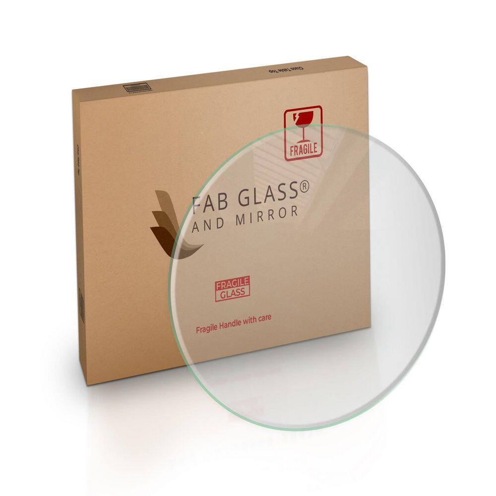 Fab Glass and Mirror 38 in. Clear Round Glass Table Top 12 in. Thickness Tempered Beveled Edge Polished 38RT12THBEAN