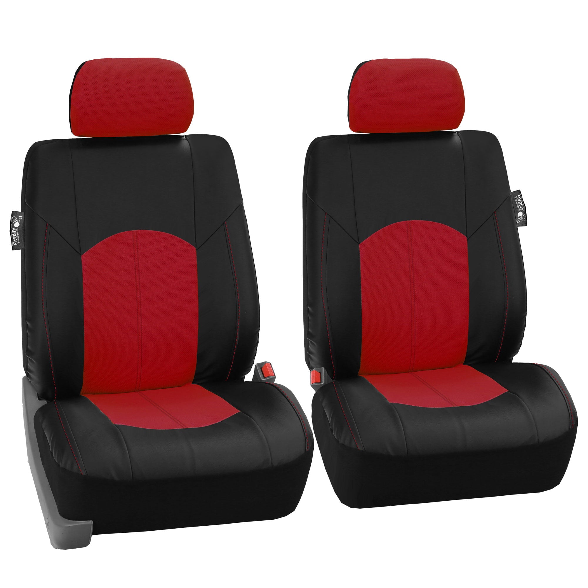 FH Group， Perforated Leather Front Bucket Seat Covers for Auto Car Sedan SUV Van， Two Front Bucket Seat Covers， 8 Colors