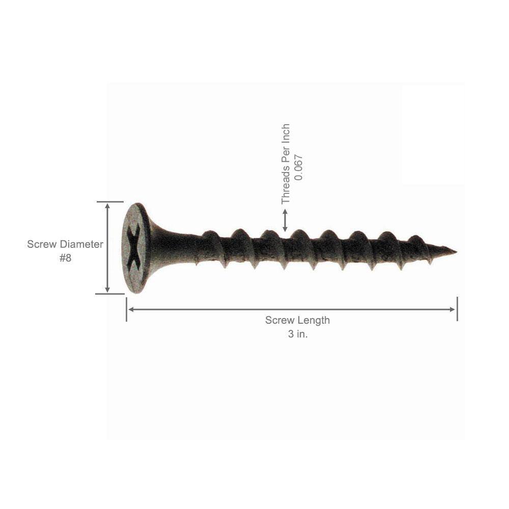 Grip-Rite #8 x 3 in. Philips Bugle-Head Coarse Thread Sharp Point Drywall Screws (1 lb.-Pack) 3CDWS1