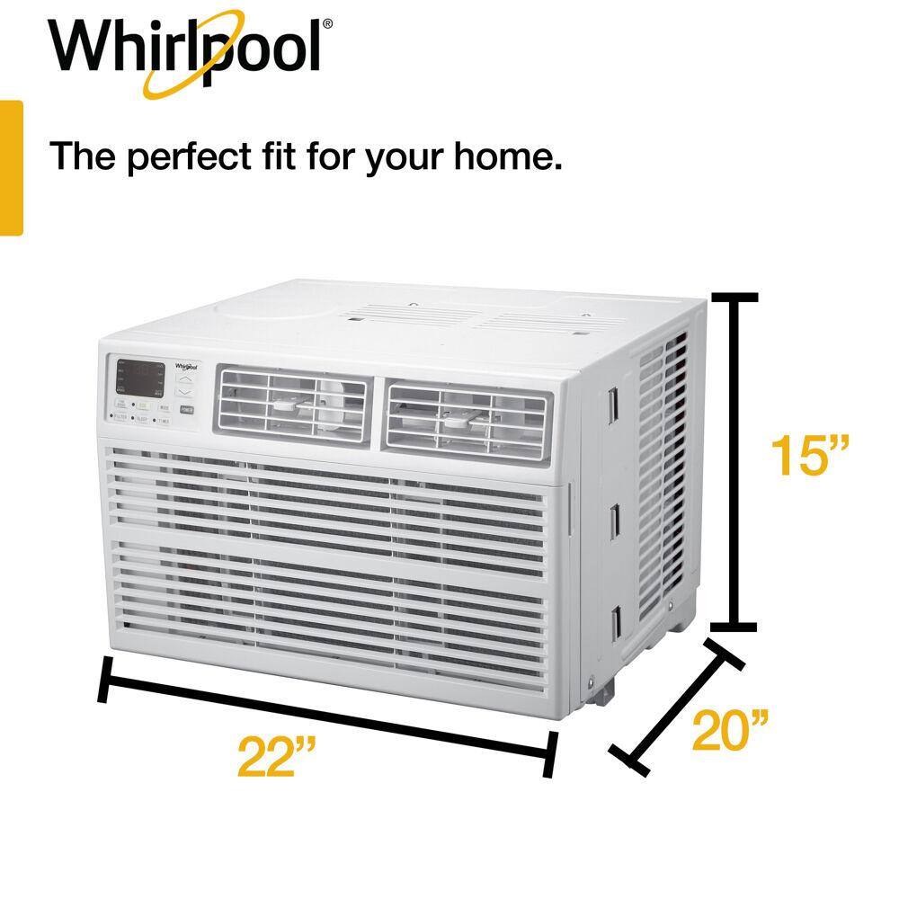 Whirlpool Energy Star 10000 BTU 115V Window AC w Remote Control for Rooms up to 450 Sq. Ft. LCD Display Auto-Restart Timer White WHAW101BW