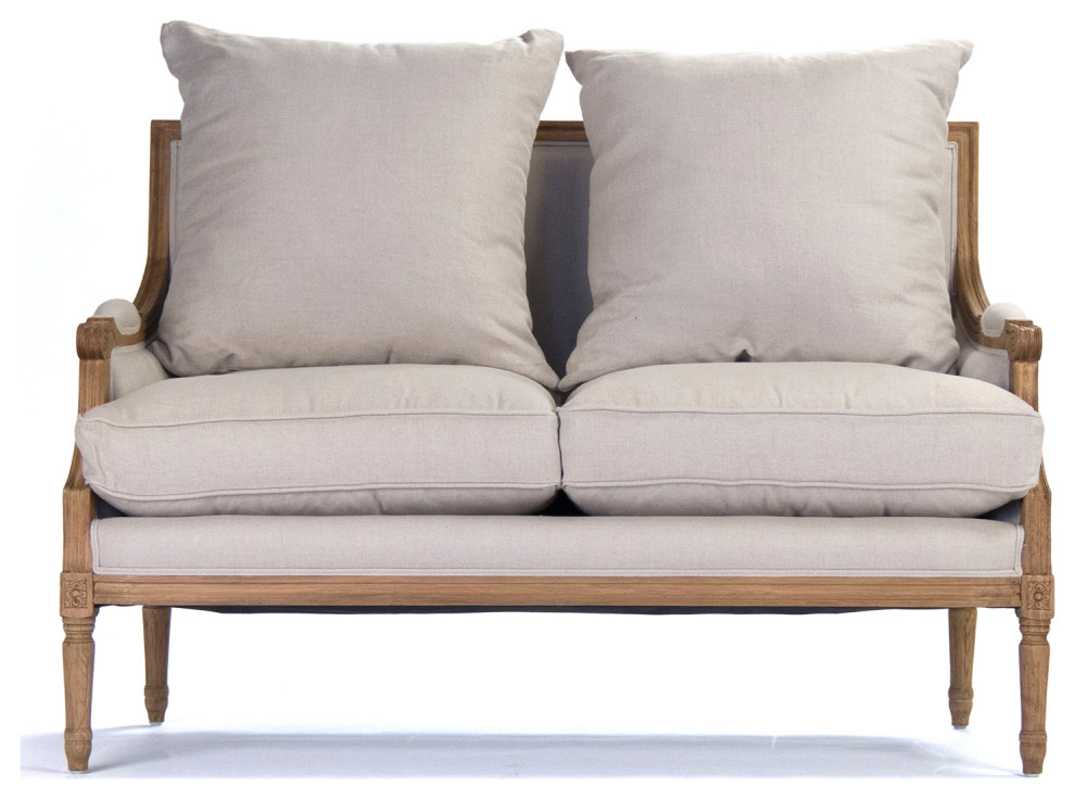 Louis Settee  Natural Linen   Traditional   Loveseats   by Zentique  Inc.  Houzz