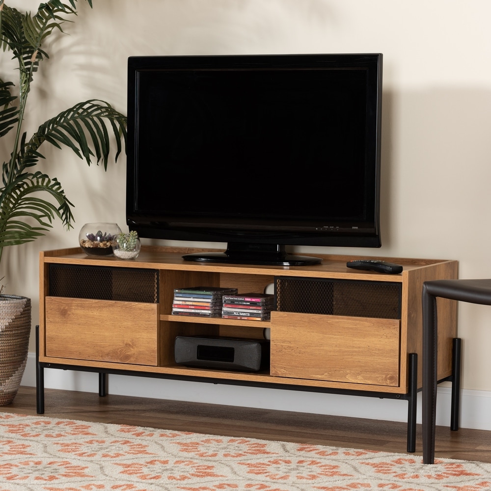 Tasman Modern   Industrial Natural Brown 2 Door TV Stand