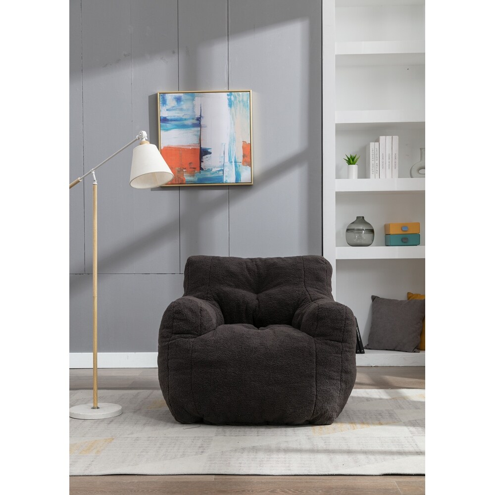 Modern Soft Tufted Foam Bean Bag Chair with Teddy Fabric