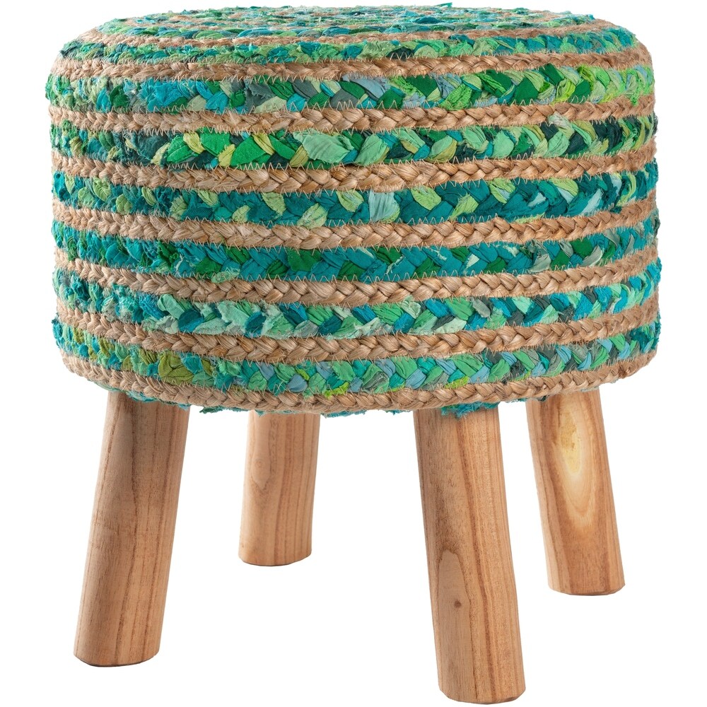 Artistic Weavers Baeley Hand Crafted Bohemian Jute and Wood Foot Stool