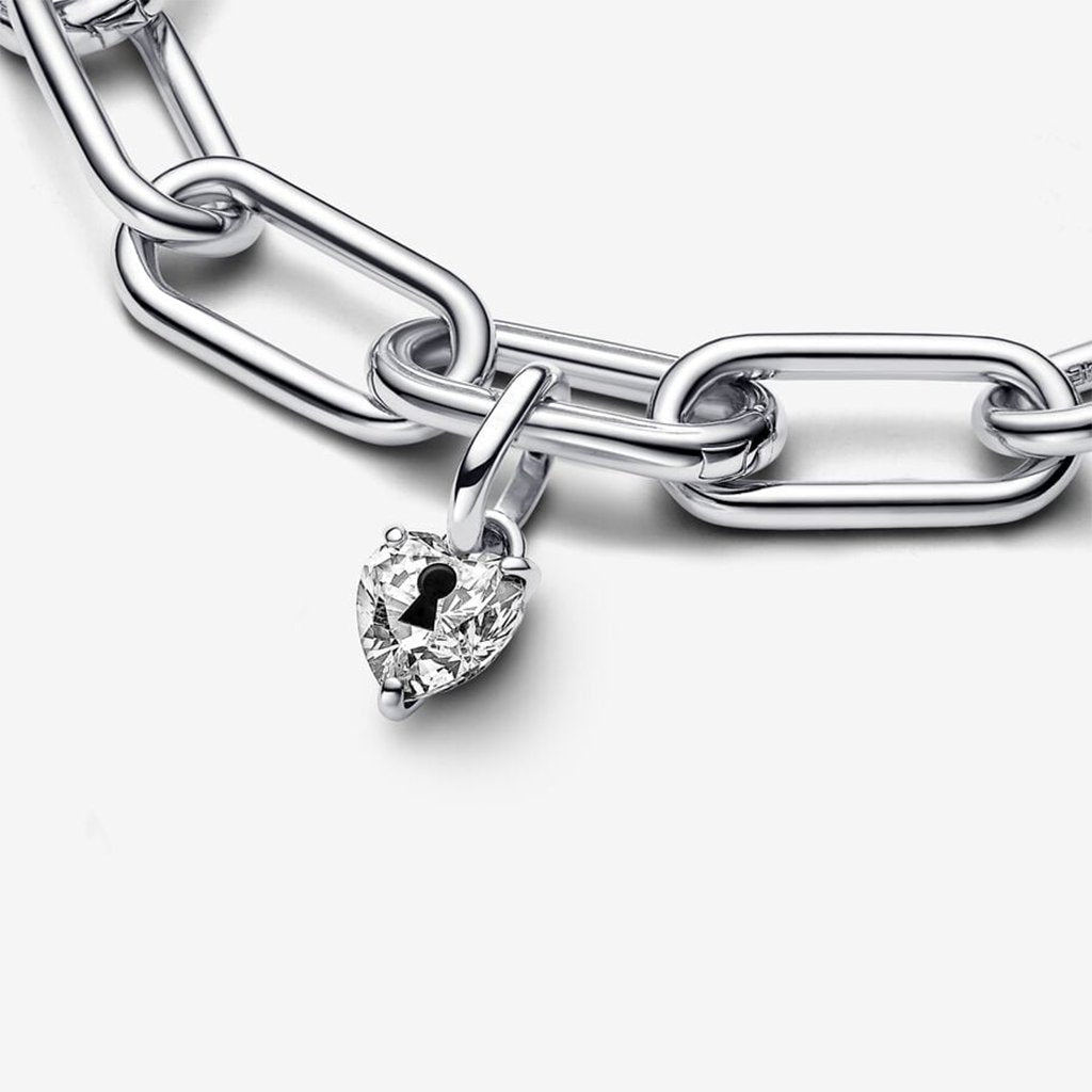 PANDORA  Pandora ME Keyhole Heart Mini Dangle Charm in Sterling Silver