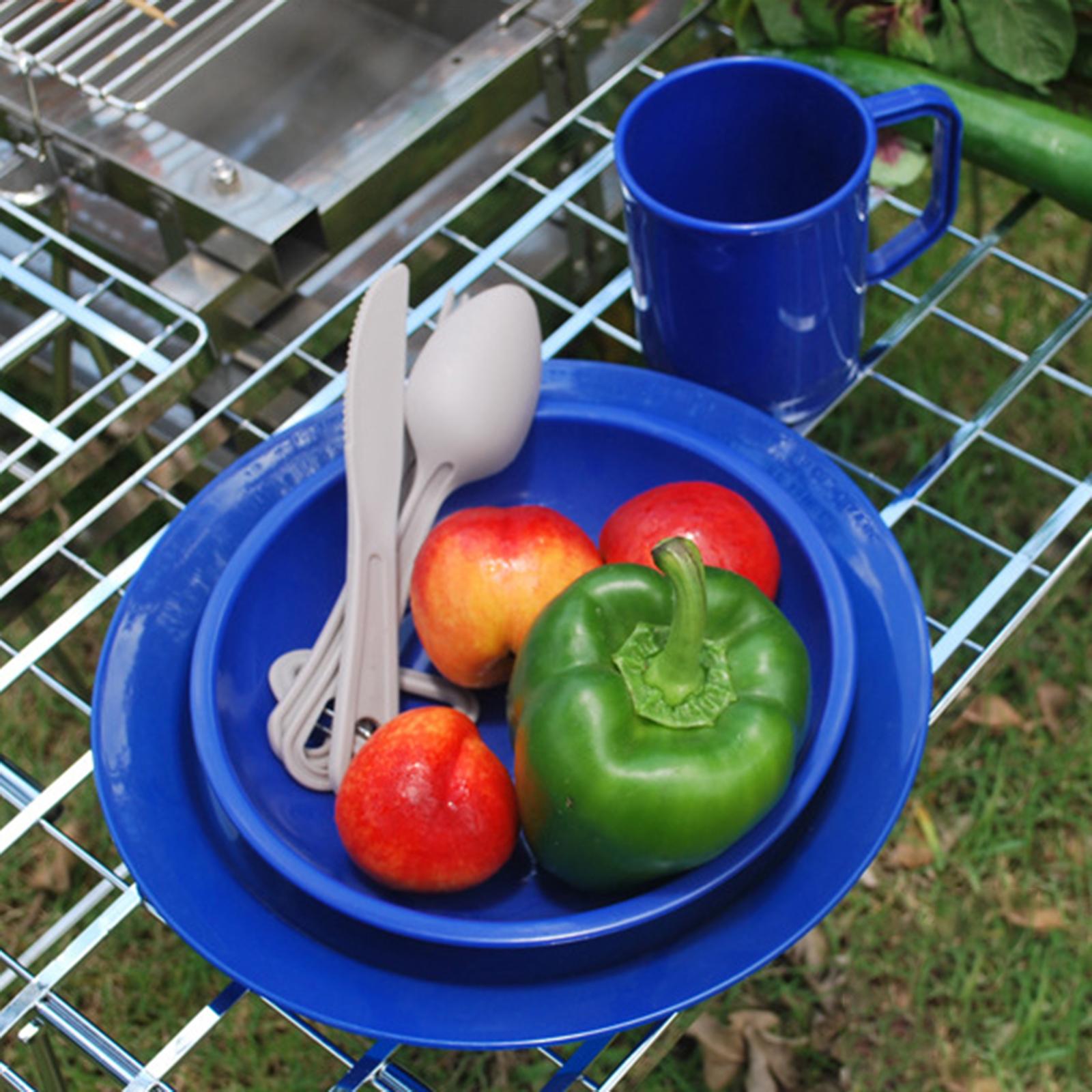 6x Outdoor Camping Tableware Set with Mesh Mug for 1-Person Picnic