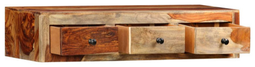 vidaXL Console Table Floating Side Table with Drawers Solid Sheesham Wood   Rustic   Console Tables   by vidaXL LLC  Houzz