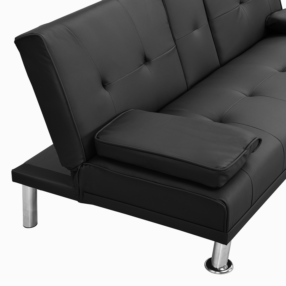 PVC Wood Sofa Bed with Armrest two holders