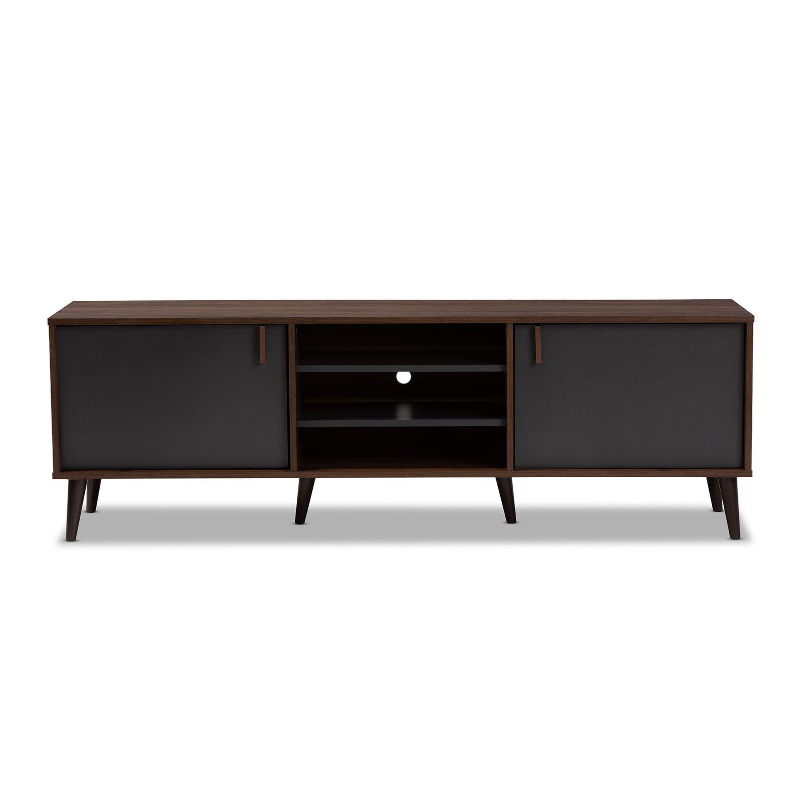 Baxton Studio Samuel Mid-Century Modern TV Stand - Brown and Dark Grey