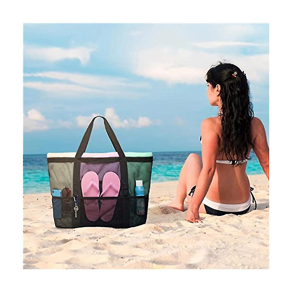 Mesh Beach Bag Large Swim Beach Bags Foldable Lightweight Swimming Bag