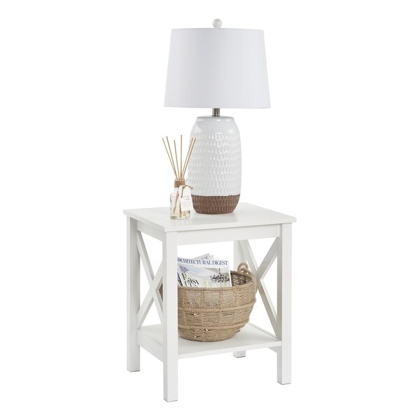 The Gray Barn Xanadu Hill X-frame Two-tier End Table with Shelf