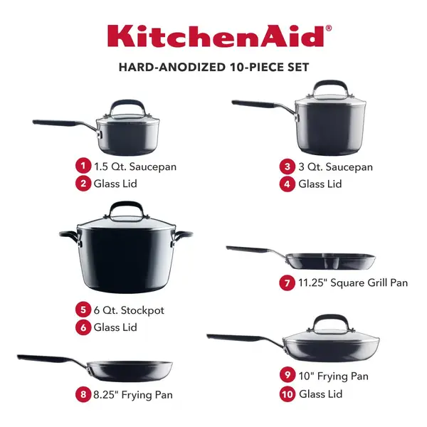 KitchenAid 10-Piece Hard Anodized Nonstick Cookware Set